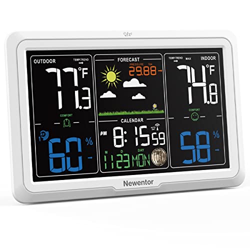 Newentor Weather Station Wireless Indoor Outdoor, White, 1 Sensor - color: White, size: 1 Sensor