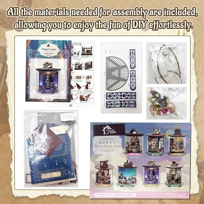 Flever Dollhouse Miniature DIY House Kit Creative Room Dream Bottle Series with Furniture for Romantic Valentine's Gift (Magic Gate) - color: Magic Gate