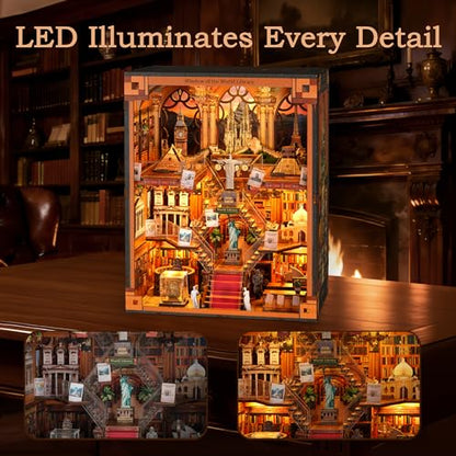 NookMaster Book Nook Kit with LED Light DIY Miniature Dollhouse for Adults - color: Window of the World