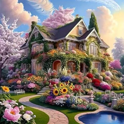 House Scenery Diamond Painting Kits for Adults Beginner 14 x 14 inch - color: SH190