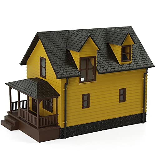 O Scale Christmas Village Model Building 1:50 Residential Modern House Assembled Architectural for Model Train Layout Diorama JZO01 (Yellow) - color: Yellow
