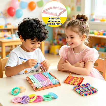 Cnbnd Aluminum Weaving Loom for Kids Adult, 7.5 Inch Weaving Loom Kit - color: Light orange