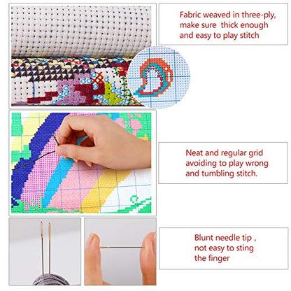 ITSTITCH Printed Cross Stitch Kits 11CT 20X20 inch Holiday Gift DIY Embroidery Starter Easy Patterns for Girls Crafts DMC Stamped Supplies Needlework Rainbow Bubble Girl - color: Stamped 20.1x20.2 inch