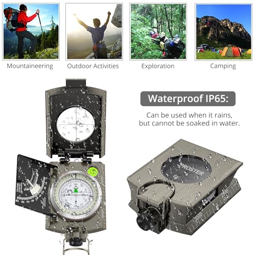 Proster Lensatic Sighting Compass IP65 Waterproof with Clinometer Bag - color: Green Bronze