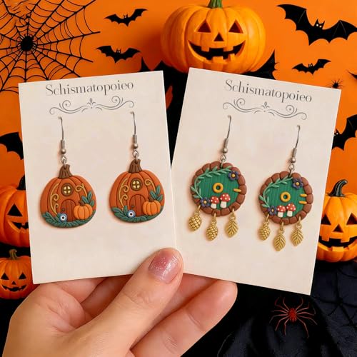 9 Pack Halloween Polymer Clay Cutters - Pumpkin/Mushroom/Flower/Oval Rectangle Geometry/Dragon, Ideal Polymer Clay Molds & Polymer Clay Earring Cutters for Christmas Jewelry Making - color: Christmas mold