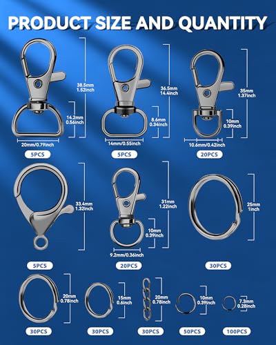 325PCS FIVEIZERO Keychain Making Kit - Black Keychain Clips with Key Rings - color: Black