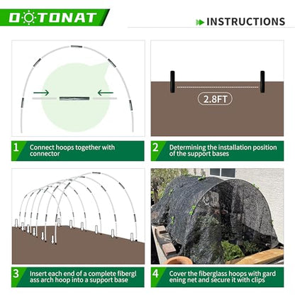 8FT Garden Hoops Grow Tunnel Kit - Rust-Free Fiberglass Frame for Raised Beds, 36pcs - DIY Plant Support for Garden Netting, Row Covers, and Greenhouse Protection - style: Vanilla-36pcs