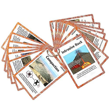 Geography Flash Card Set(15 Pcs)| Science Learning Cards Perfect for Back to School Supplies, Elementary Teacher/Autism Therapists Geology Tools | Geology Earthquake Gifts for Beginners