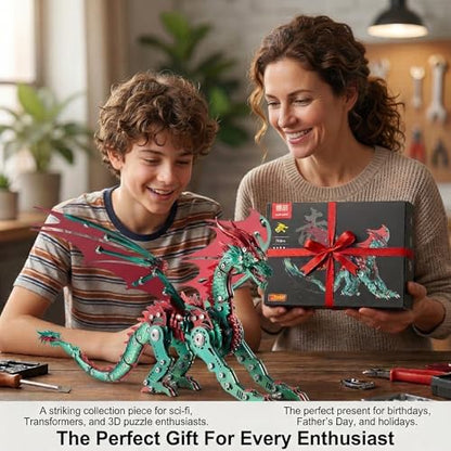 3D Metal Puzzles for Adults, Mechanical Dragon Model Kit - color: Pterosaur-green