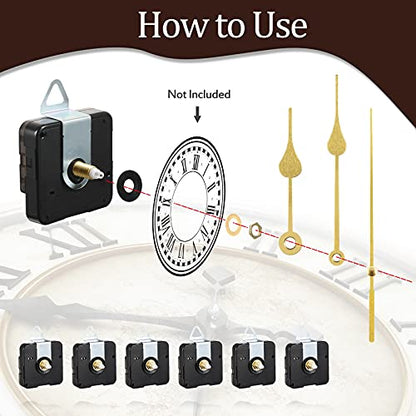 Mudder 6 Pcs Clock Mechanism Replacement Kit,Total Shaft Length16mm