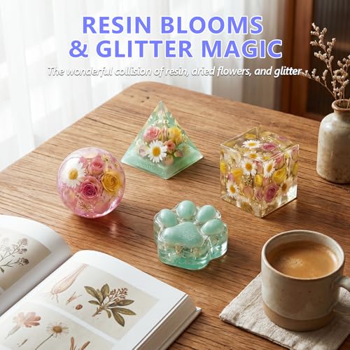 KISREL Epoxy Resin Kit 8OZ with Molds, 12 Glitter & Tools for Beginners - size: 8oz Resin Kit