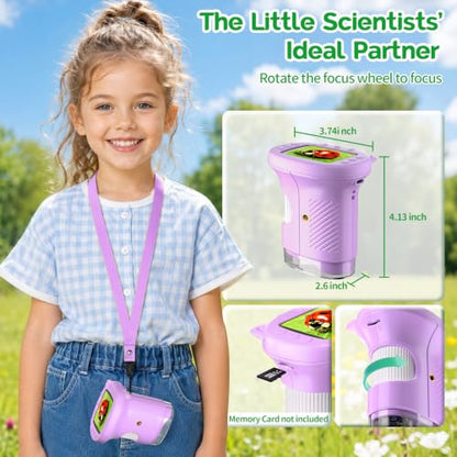1000X Handheld Digital Microscope for Kids Explorer STEM Toys & Gifts - color: Purple