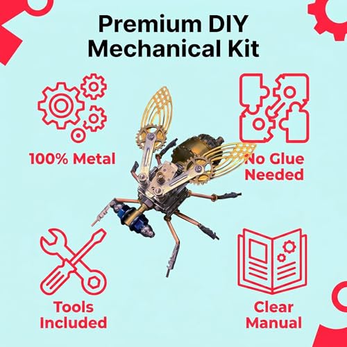3D Metal Puzzles for Adults Teens-160+Pcs-Mechanical Fruit FIy Bee Insect Models-3 Hours to Build-Ideal for Birthday Gifts and Decorations(Mechanical Fruit Fly) - style: Mechanical Fruit Fly