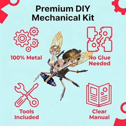 3D Metal Puzzles for Adults Teens-160+Pcs-Mechanical Fruit FIy Bee Insect Models-3 Hours to Build-Ideal for Birthday Gifts and Decorations(Mechanical Fruit Fly) - style: Mechanical Fruit Fly