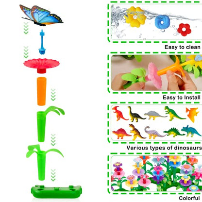 Toys Gifts for Age 2 3 4 5 6,167 PCS Dinosaur Flower Garden Building Blocks - style: Dinosaur Flower Garden