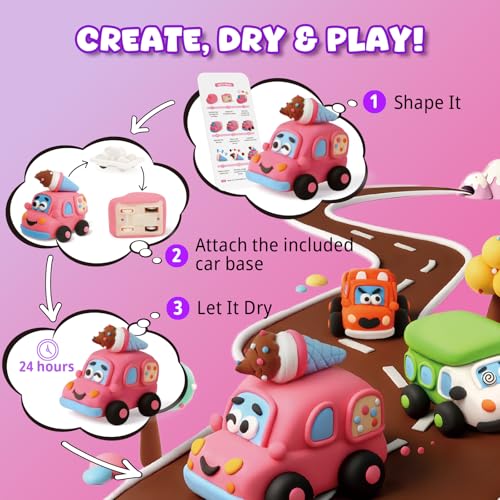 Air Dry Clay Kit for Kids - 3 Boxes Pull Back Car Making - color: Fun Adventure Park