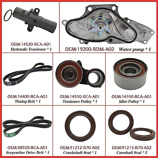 TKH-002 Car Timing Belt kit with Water Pump for Honda Accord, Odyssey, Pilot, Acura V6 Engine
