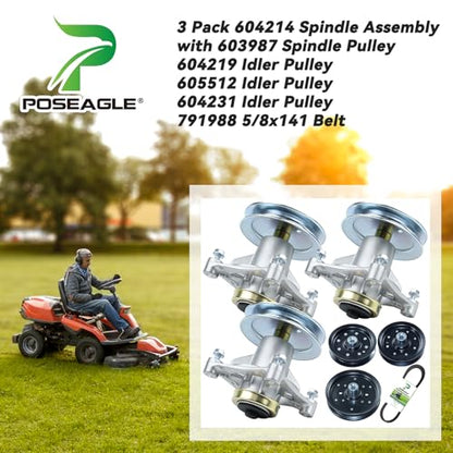 3 Pack 604214 Spindle Assembly for Hustler Raptor 52 inch Spindles - size: A18 3x604214 Spindle Kit