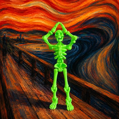 Fully Articulated Human Skeleton Action Figure, Green - color: Fluo Green