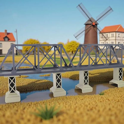 HO Scale 1:87 Model Truss Bridge Kit for Model Track Model Trains QLF46 (Dark Gray) - color: Dark Gray