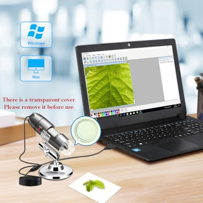 USB Digital Microscope Compatible with Android Windows Linux Mac - color: Gray