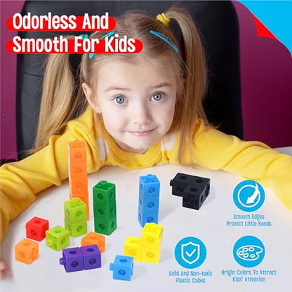 SpriteGru 300PCS Math Linking Cubes, Math Cubes Manipulative Connecting and Counting Snap Blocks for Early Math and Construction, Educational Toy for Preschool, Kindergarten, Homeschool - style: 300-Cubes