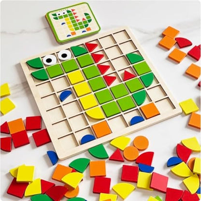 120-Piece Wooden Puzzle Games & Memory Activity Kit for Seniors - Alzheimer's Therapy Tools & Gifts for Elderly