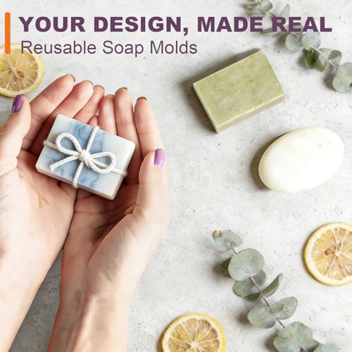 LERYKIN 3 Pack Silicone Soap Molds, 6 Cavities Rectangle Silicone Mold, Great for Homemade Craft Soap Mold, Chocolate, Cake Molds ＆ Ice Cube Tray - Just Pop Out（Pink & Blue & Purple） - color: Pink+Blue+Purple - Rectangle