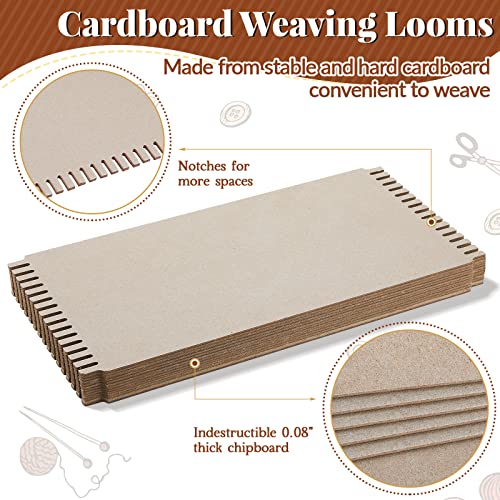 Pajean 24 Pack Cardboard Weaving Looms Weaving Wide Notch Loom Boards Loom for Beginners Knitting Sewing Crochet Basket Jewelry Arts Crafts, 6-1/2 x 13 Inch