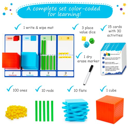 Simply magic 140+1 PCS Colorful Base Ten Blocks & Activities - Math Cubes