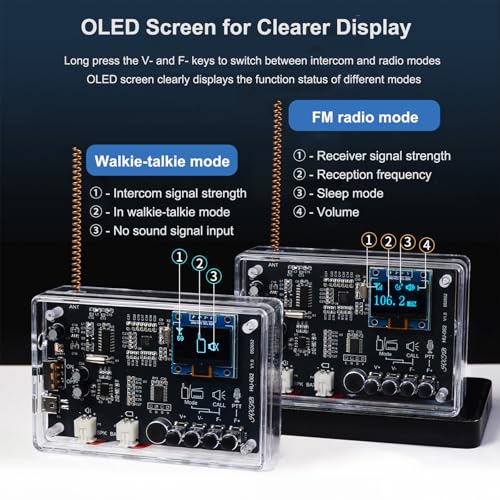 DIY Smart Two-Way Walkie-Talkie Radio Kit Soldering Kits, 2 Pack Walkie-Talkie Soldering Projects, FM Radio DIY Electronic Kit for College High School Education