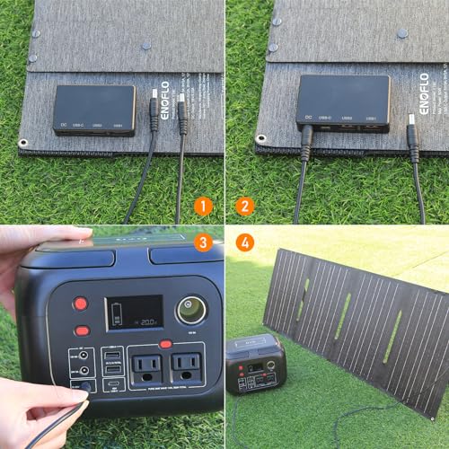 60W YT60 Solar Panel Charger Solar Battery High Efficiency Camping Waterproof IP68 Solar Panel with USB and DC Outputs for Portable Power Station,Power Bank, Phone, Laptop - color: Black