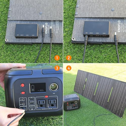 60W YT60 Solar Panel Charger Solar Battery High Efficiency Camping Waterproof IP68 Solar Panel with USB and DC Outputs for Portable Power Station,Power Bank, Phone, Laptop - color: Black