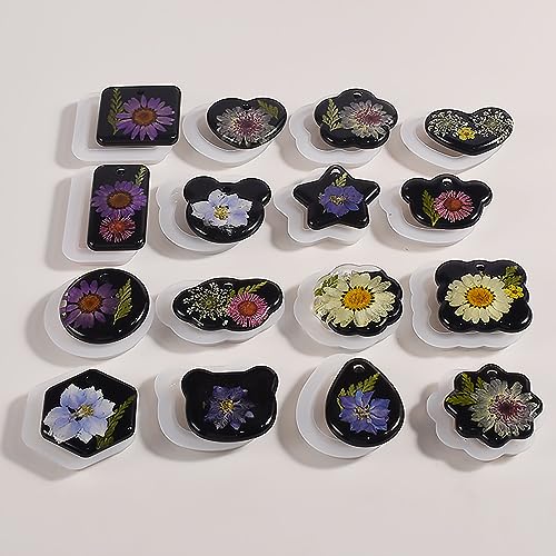 16-Piece Jewelry Mold Set - Oval Pendant, Resin & Clay, 3D & Silicone Molds for Resin Casting & Candle Making - color: pendant-12-pack