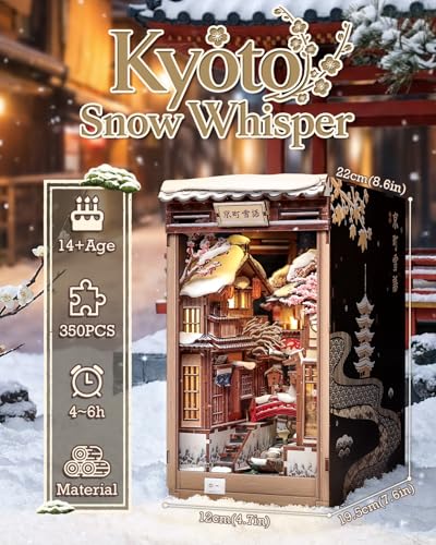 CUTEBEE Book Nook Kit, Japanese DIY Miniature Dollhouse for Adults - color: Kyoto Snow Whisper
