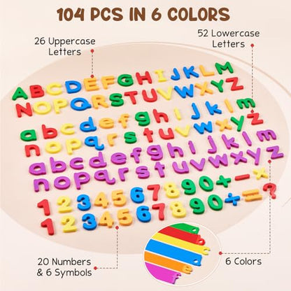 JoyCat Magnetic Letters Numbers Alphabet ABC 123 Fridge Magnets, 104 Pcs - style: 104PCS