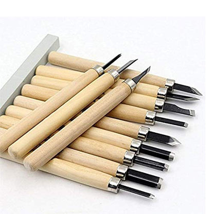 Wood Carving, 12 Carving Tools Set With Knife Stone & Carrying pouch - Perfect Knife Kit for Beginner