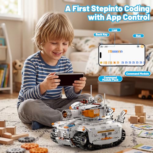 HPROMOT 2 in 1 STEM Building Kit, 1129PCS App & Remote Control Excavator Tank Coding Robot, Technic Programmable Construction Blocks, Educational Engineering Science Gift for Boys Girls Ages 8-16 - color: H1011