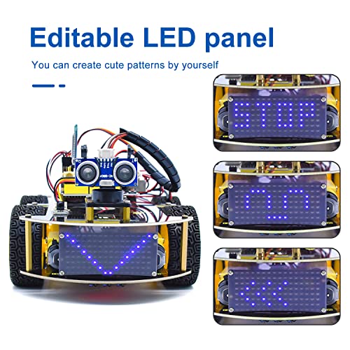 KEYESTUDIO Smart Car Kit,4WD Programmable DIY Starter Kit for Arduino for Uno R3,Electronics Programming Project/STEM Educational/Science Coding Kit for Teens Adults15+