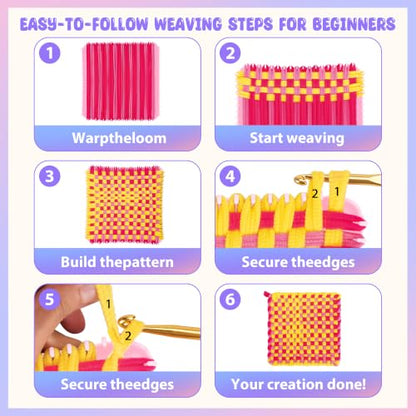 300 Pcs Weaving Loom Kit for Kids, Beginner Craft Kit with 12 Color Loops