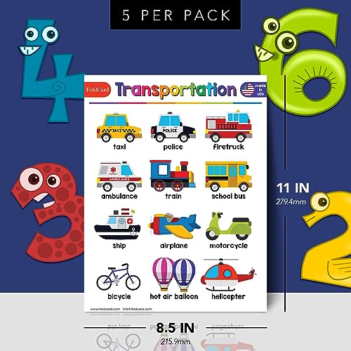 FoldCard Transportation Chart Educational Poster 8.5x11 5pk - color: Transportation