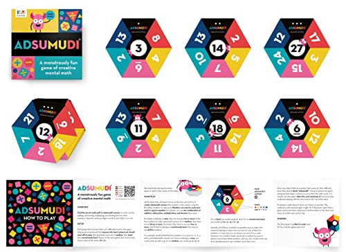 Evermade Adsumudi Math Game - The Monstrously Fun, Smart Game for Kids to Practice Multiplication, Division, Addition and Subtraction - Great for Kids Ages 8-12 - size: 5.5 x 5.5 x 1.13 inches
