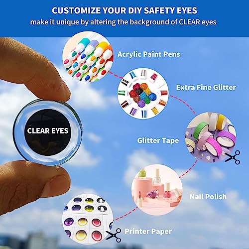 RuWfpz Safety Eyes for Crocheting Amigurumi Glitter 20mm Large 5 Colors - size: 20 mm