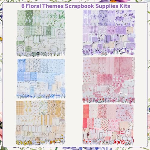 BESARME 480 Pcs Floral Scrapbook Paper and Junk Journal Stickers Set - color: Colorful floral