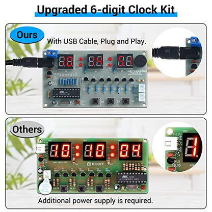MiOYOOW 4-digit RGB Colorful LED Digital Clock Kit with Acrylic Shell and 6-Digit DIY Digital Electronic Clock Kit, Soldering Practice Kit for College High School Education and Daily Use