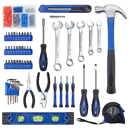 CARTMAN 152-Piece Household Tool Set, Blue Hand Kit With Storage Case Box - color: Blue