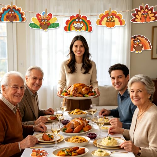 JUNEBRUSHS 60Pcs Turkey Cutouts Thanksgiving Bulletin Board Decorations - style: Thanksgiving Turkey Style
