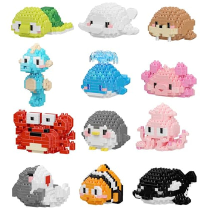 12 Set Cute Sea Animals Creature Building Toy Marine Life - style: 12 SET