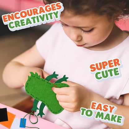 Monster Craft Sewing Kit for Kids - Sewing Craft Kit with 12 Monster Characters, 6 Child-Friendly Needles, 7 Thread Bundles, 1 Bag of Stuffing, and Scissors - Sewing Craft Ages 5 6 7 8 9 10+