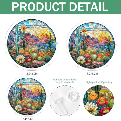 Acrylic Jigsaw Puzzle Suncatcher - Desert Cactus - color: Desert Cactus, size: S-7.4in*7.4in